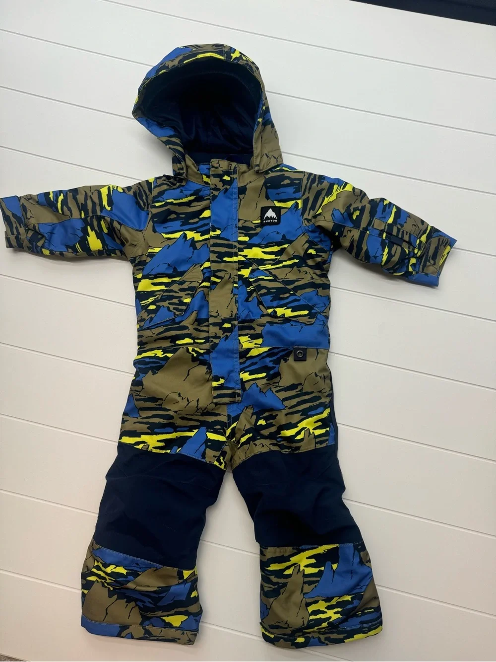 Burton Striker DryRide One Piece Snowsuit Kids Toddler Blue Yellow Camo
